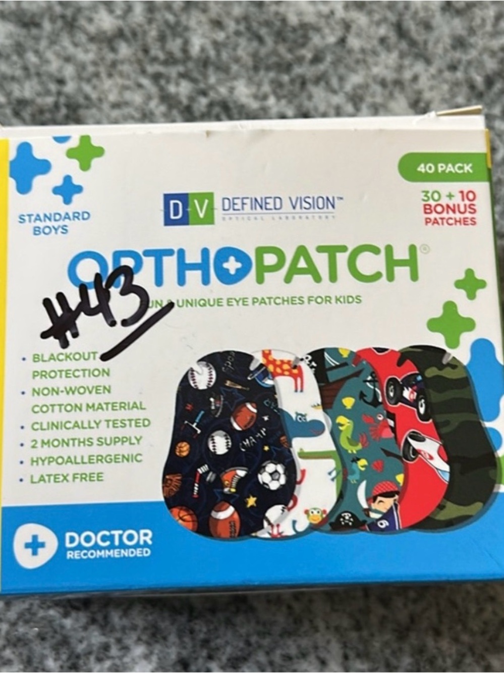 Kids Eye Patches - Assorted Blue Green Red Camouflage (40 Pack)